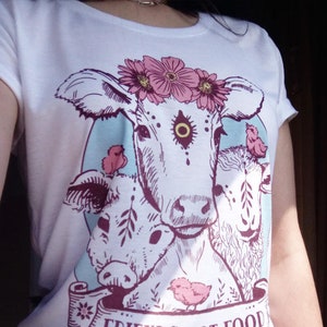 camisa vegana Friends Not Food camiseta vegana, camisa vegetariana, liberación animal, derechos de los animales, camisa vegetariana 1 - Pink + Blue