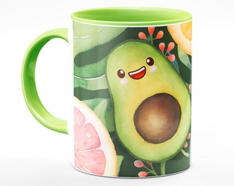 tasse d’avocat, végétalien, décor de cuisine, art de la cuisine, tasse à café, tasse à café, ondes positives