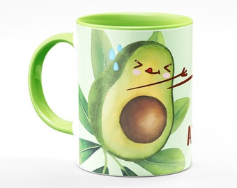 avo cardio, tasse d’avocat, végétalien, décoration de cuisine, art de cuisine, tasse à café, tasse à café, ondes positives