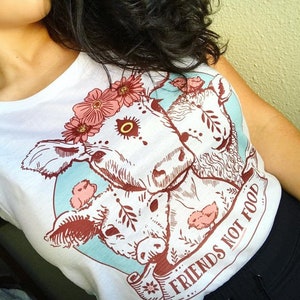 camisa vegana Friends Not Food camiseta vegana, camisa vegetariana, liberación animal, derechos de los animales, camisa vegetariana imagen 2