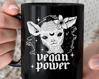 New! - vegan power mug -vegan mug, vegan cup, vegan coffee, vegan art