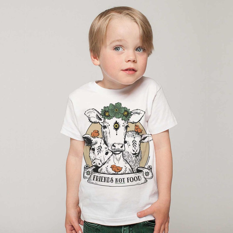 Vegan shirt Friends not food shirt cute vegan shirt, vegetarian tshirt, funny vegan t-shirt, veggie shirt, kids vegan shirts image 3