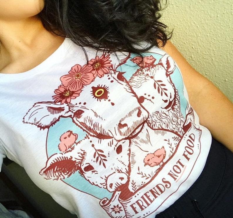 camisa vegana Friends Not Food camiseta vegana, camisa vegetariana, liberación animal, derechos de los animales, camisa vegetariana imagen 2