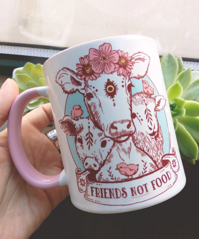 Friends not food Mug animal liberation Vegan GiftVegetarian image 5