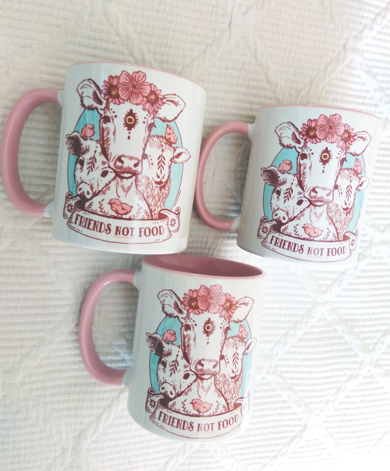 Friends not food Mug animal liberation Vegan GiftVegetarian image 7
