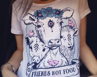 vegan shirt - Friends Not Food - vegan t shirt, vegetarian shirt, animal liberation, animal rights, vegetarian shirt