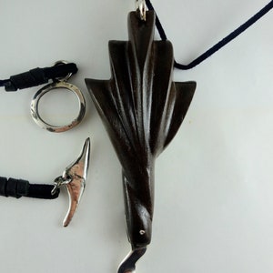 Ripples handmade wood silver pendent. Ebony wood silver pendent, African wood silver pendent, wavy silver wood pendent, wavy silver pendent