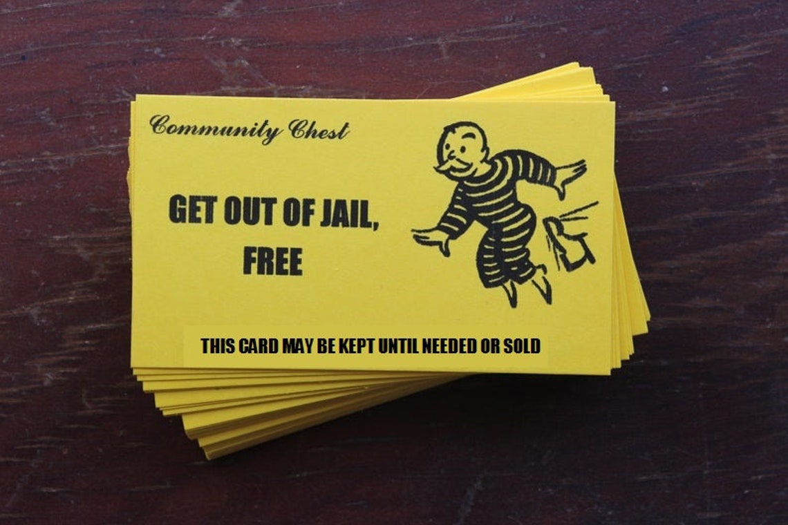 Get Out of Jail Free Funny Business Cards Boxed Set of 50 - Etsy