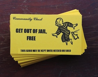 Get out of Jail Free - Funny Business Cards- Boxed set of 50- your choice color