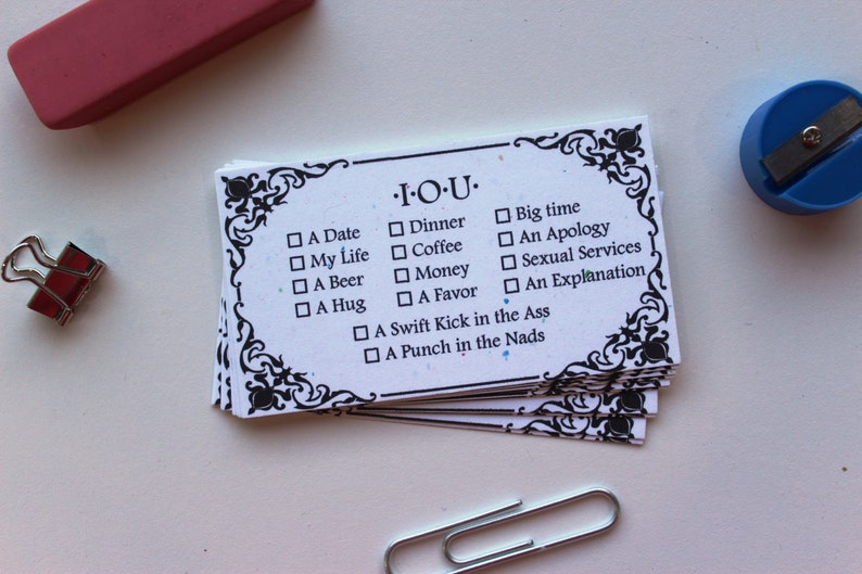 IOU Funny Business Cards Boxed Set of 50 Your Choice Color - Etsy