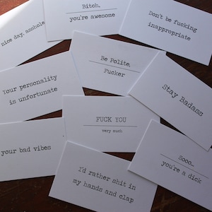 Assorted Rude Humor Funny Business Cards- Boxed set of 50- your choice color