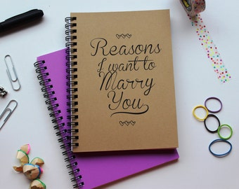 Script Font- Reasons I want to marry you -  5 x 7 journal
