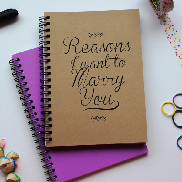 Script Font- Reasons I want to marry you -  5 x 7 journal