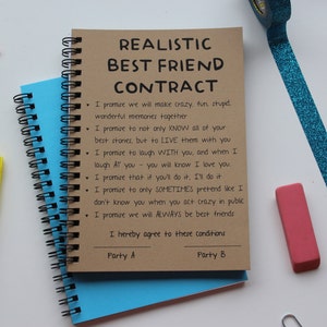 ReALiStiC Best Friend Contract  - 5 x 7 journal