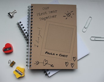 Our first year together- PERSONALIZED photo frame - 5 x 7 journal
