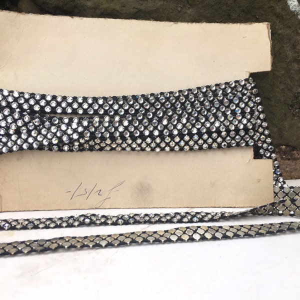 Rhinestone Trim, Antique Trim, Vintage Trim, Elasticated Trim, Vintage Clothing, Dress Decoration, Diamonte Trim, 1920s Fabric, Art Deco