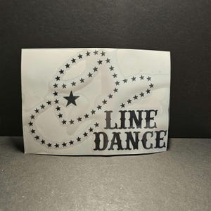 Line-Dance, schwarz, Hut mit Sternen, Aufkleber, Sticker