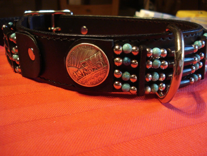 Hairpipe Dog Collar Full Cowhide Leather in Indian Style 4 Etsy