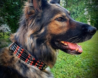 Hundehalsband - Vollrindleder - im indianischem Stil 4cm breit (HH23)