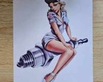 Rockabilly, Pin up -Girl, for Muscle Car, Vintage-Sticker