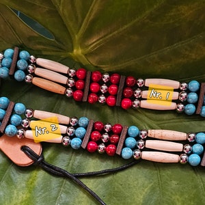 Indian style hat band with coral middle and howlite beads HB 02, in 2 versions image 1