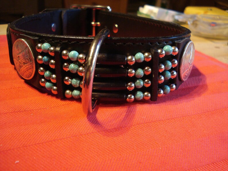 Hairpipe Dog Collar Full Cowhide Leather in Indian Style 4 Etsy