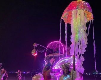 RUSH ORDER-Jelly Fish Umbrella Led Light Festival Totem Pole Rave Totem Halographic Iridescent Burning Man Coachella EDC Electric Forest