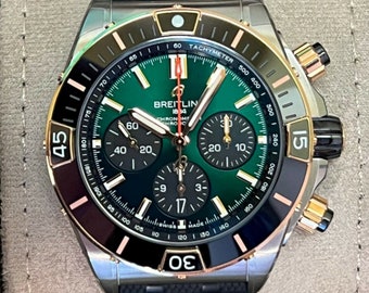 Breitling Chronomat UB0136 Super Chronomat B01 Chronograph 18KSS with Green Dial