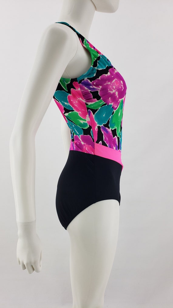 Vintage Floral Watercolor One Piece Bathing Suit/… - image 3