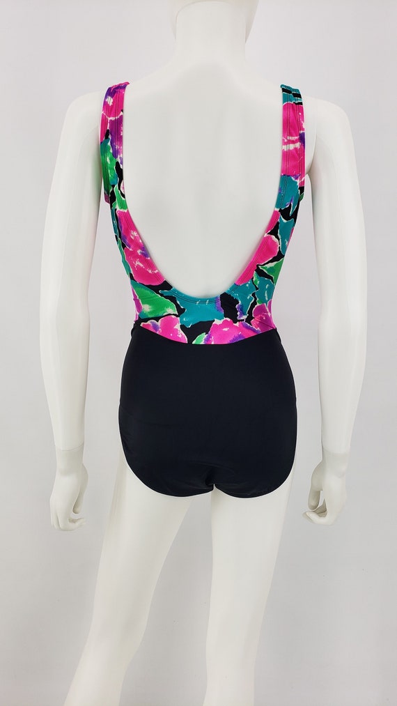 Vintage Floral Watercolor One Piece Bathing Suit/… - image 4