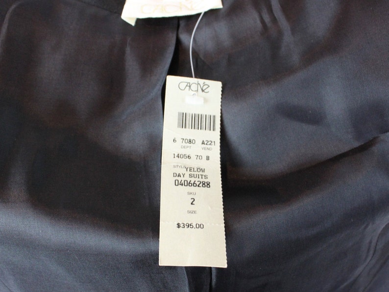 Size: 2 | 90/'s Vintage Alberto Makali Black and Yellow Leather Blazer Jacket Cache XSS