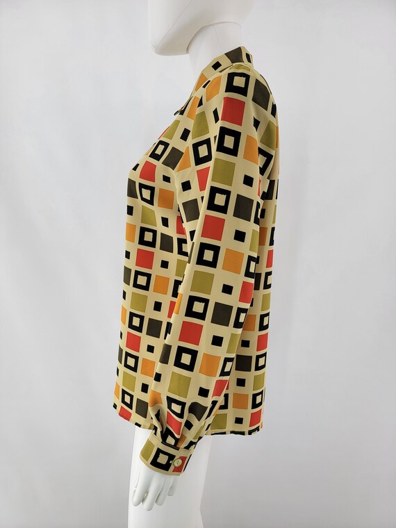 Vintage Squared Patterned Button Up Shirt Blouse … - image 7