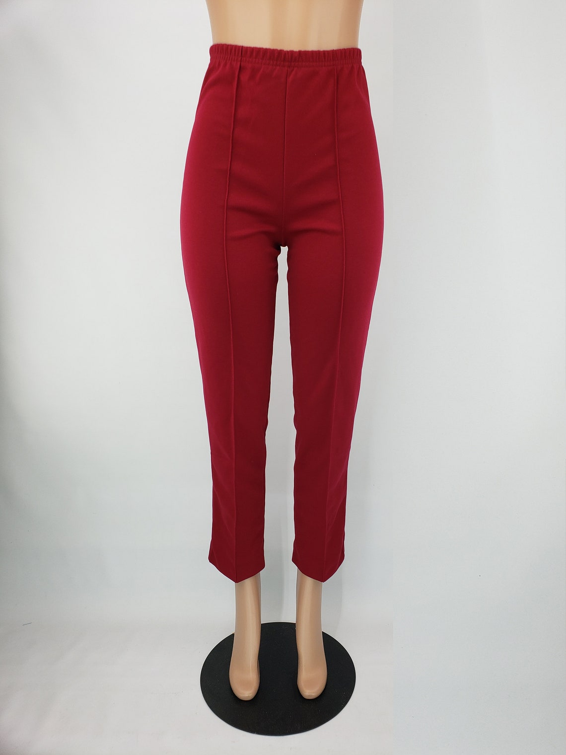 Vintage Maroon Burgundy High Waisted Polyester Pants with | Etsy