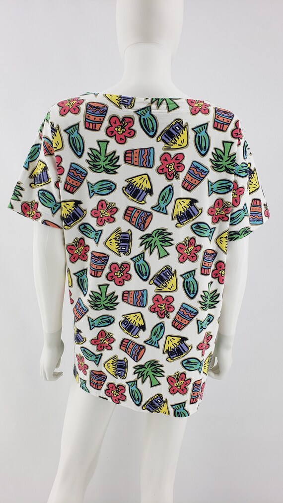 Vintage Tiki Hawaiian Patterned Oversized Baggy T… - image 6