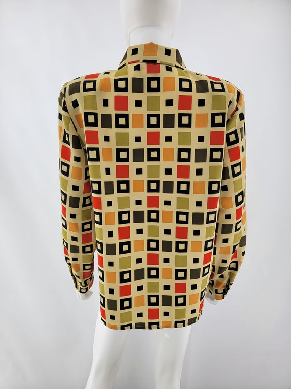 Vintage Squared Patterned Button Up Shirt Blouse … - image 5