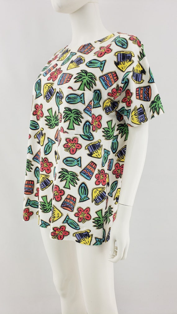 Vintage Tiki Hawaiian Patterned Oversized Baggy T… - image 5