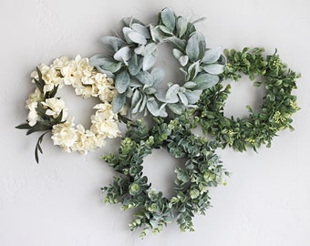 Mini Farmhouse Wreath, Candle Ring Wreath, Lambs Ear Wreath, Eucalyptus Wreath, Floral Wreath, Greenery Wreath, Small Wreath, Wreath Decor