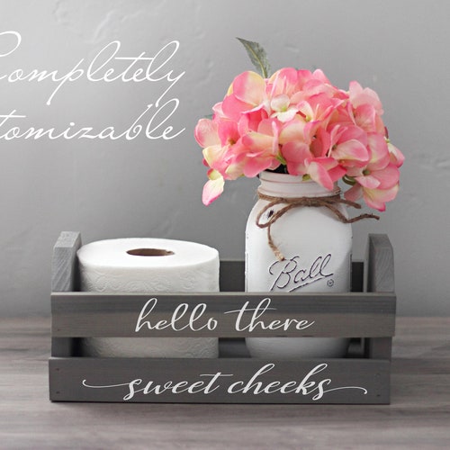 Hello Sweet Cheeks Box Toilet Paper Holder Bathroom Humor Etsy