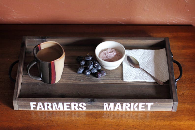 Farmers Market Sign Wood Serving Tray Coffee Table Decor Etsy