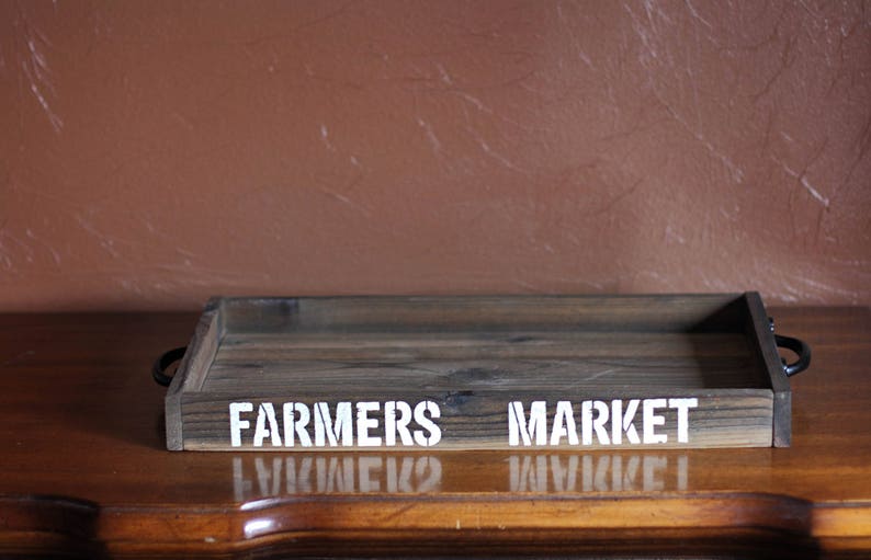 Farmers Market Sign Wood Serving Tray Coffee Table Decor Etsy
