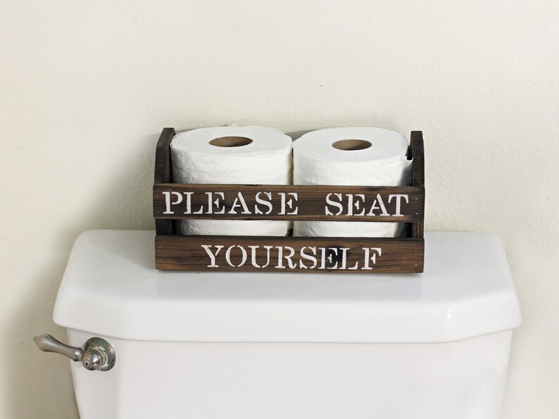 Please Seat Yourself Box Rustic Bathroom Decor Toilet Paper Etsy
