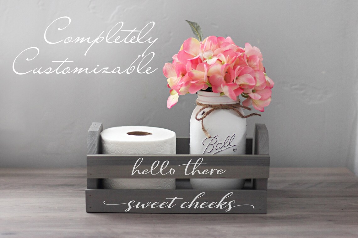 Hello Sweet Cheeks Box Toilet Paper Holder Bathroom Humor Etsy