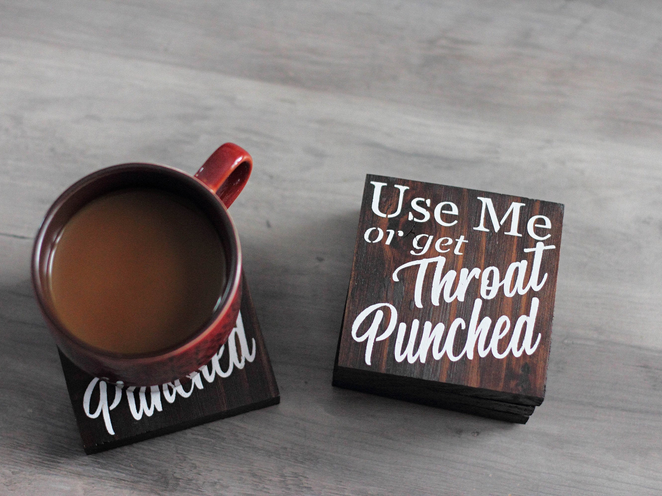 Wooden Coasters Funny Kitchen Decor Coaster Set of 4 Rustic Etsy