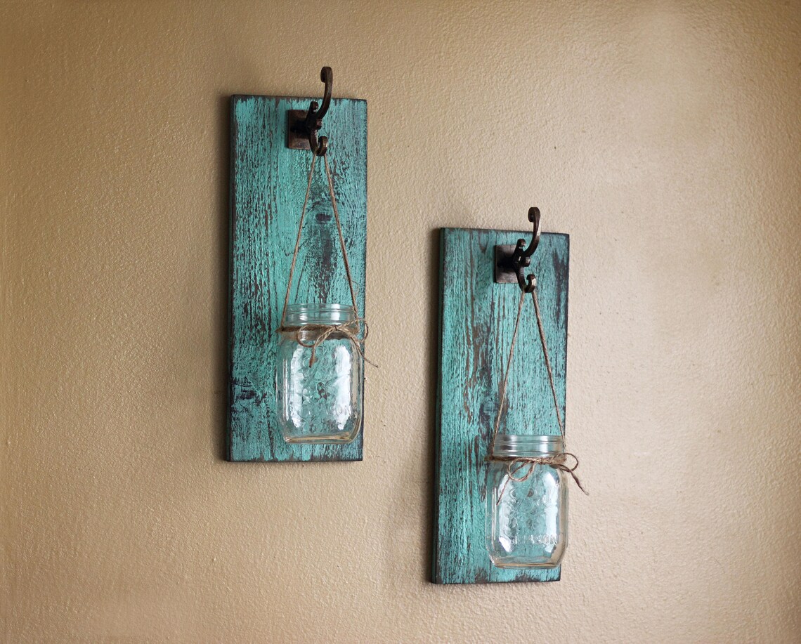Farmhouse Wall Decor Mason Jar Wall Sconces Hanging Etsy