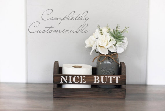 Supsiah Nice Butt Bathroom Decor Box Toilet Paper Holder Storage Funny Gift Farmhouse Wooden Rustic Decor For Home Kitchen and Bedrooms Brown