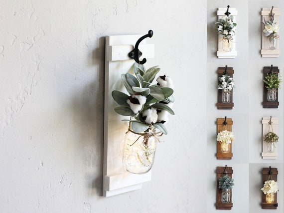 Farmhouse Mason Jar Wall Sconces Hanging Jar Sconce With - Etsy