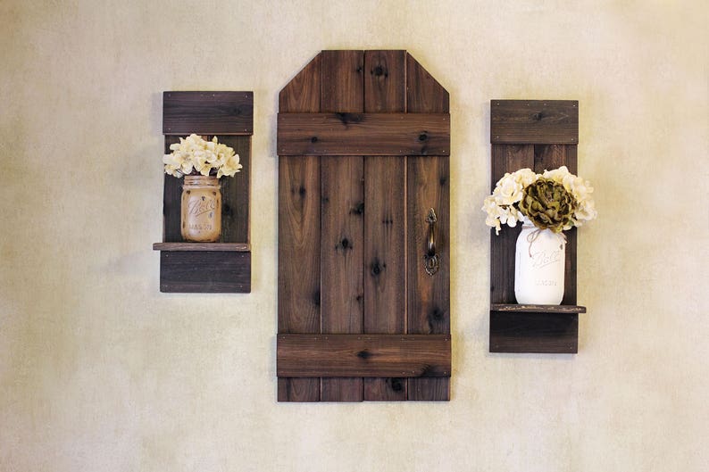 Rustic Barn Door Mini Wood Shutters Wall Decor Farmhouse Hangings Shutter
