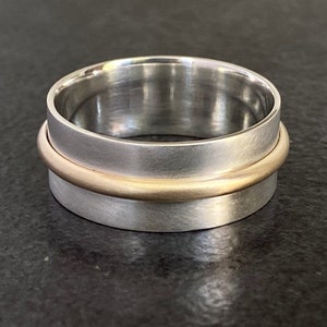 Multi Band Ring Handmade Statement 9k Gold & Sterling Silver Two Tone Jewellery Gift