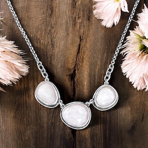 Handcrafted Rose Quartz Necklace: Sterling Silver Belcher Chain, Healing Crystal