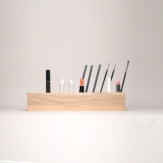 Cosmetic Makeup Organizer Brush Holder Organizer Wood Etsy